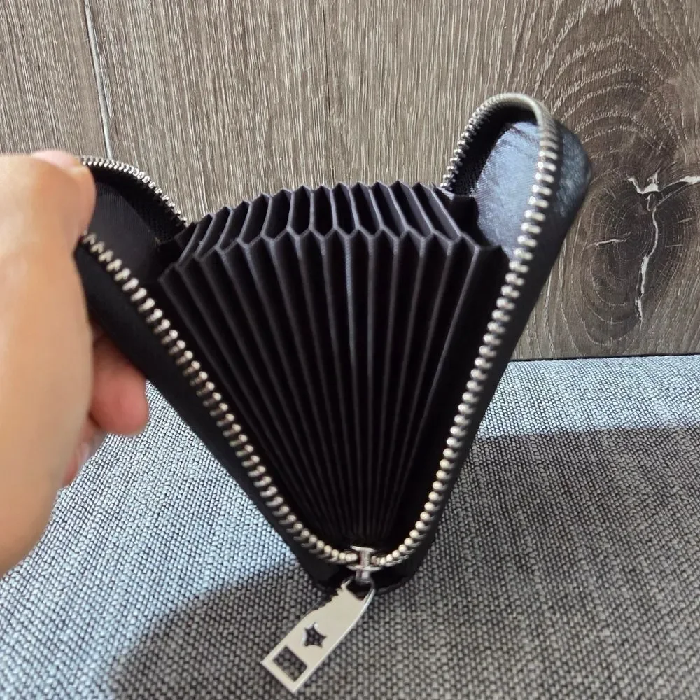 Men's Women Wallet Leather Credit Card Holder RFID Blocking Zipper Thin Pocket